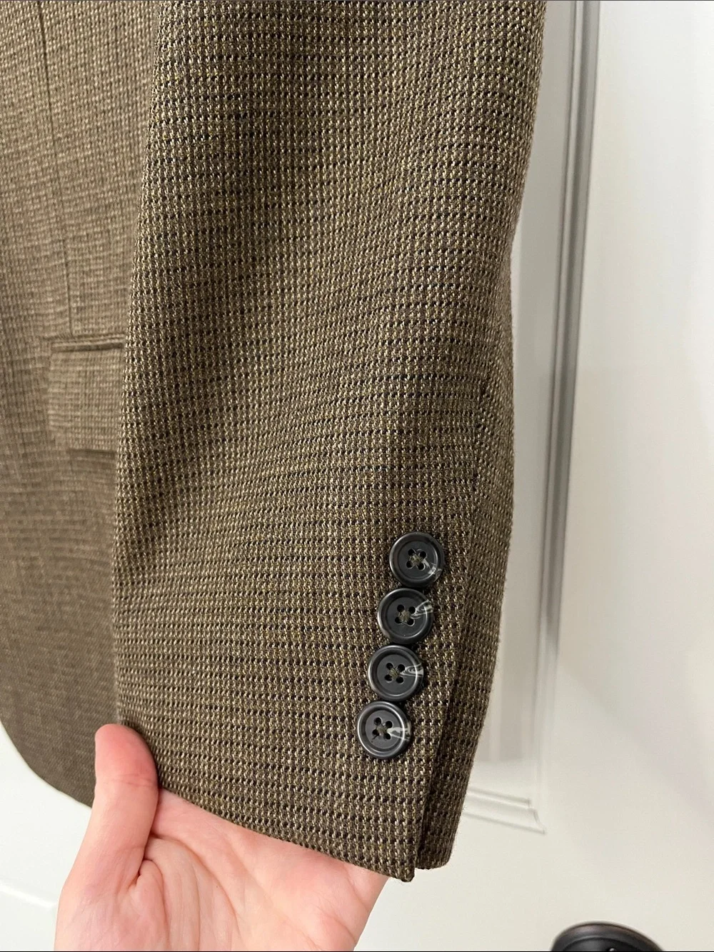 Vintage Chaps Brown Textured Tweed Wool Two-Button Sport Coat - Size 44R